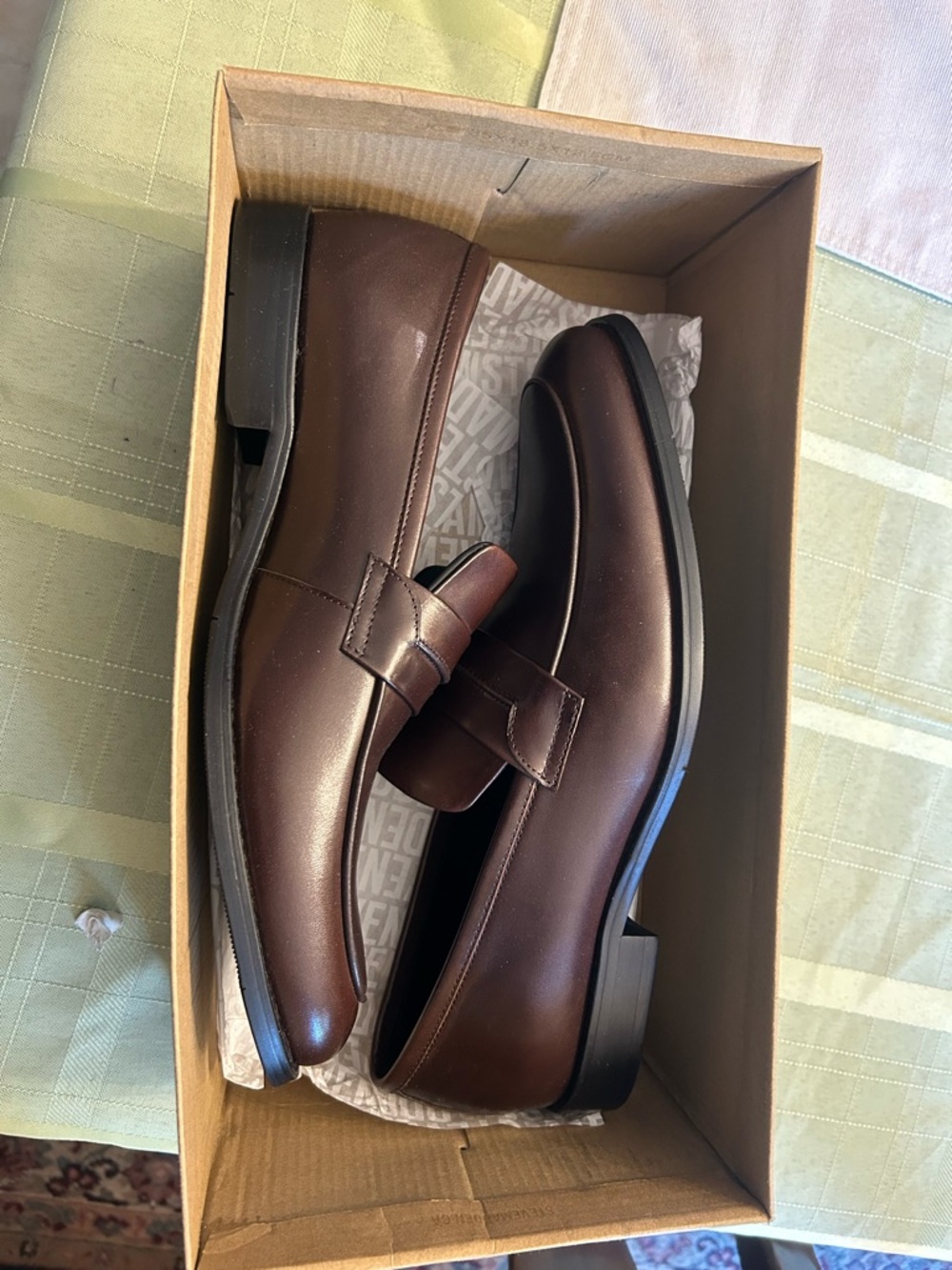 Steve Madden Men's Brown Leather Penny Loafers